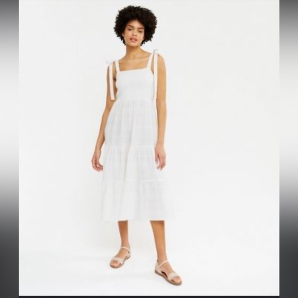 Aqua Womens Cotton Embroidered Midi Dress Small - Picture 5 of 11